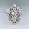 1980's Vintage Diamond Cluster Statement Ring 14k White and Yellow Gold