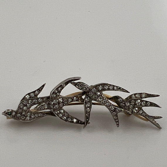 Victorian 4 Swallow Bird Diamond Brooch - Jacob's Diamond and Estate Jewelry