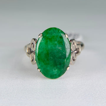 1940's Vintage Jadeite Jade Ring 14k White Gold - Jacob's Diamond and Estate Jewelry