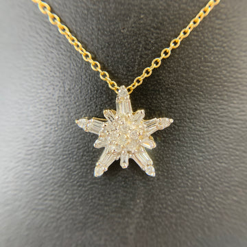Diamond Star Cluster Necklace 14k White and Yellow Gold - Jacob's Diamond and Estate Jewelry