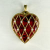 Vintage Red Guilloché Enamel Diamond Locket 18k Yellow Gold