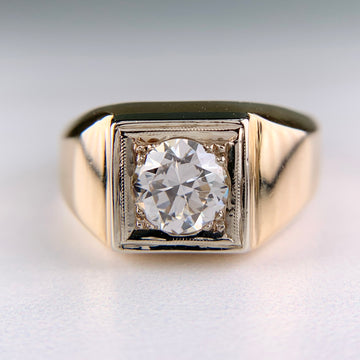 1940's Transitional Cut Diamond Ring 14k Two Tone Gold - Jacob's Diamond and Estate Jewelry