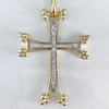 Large Two Tone Diamond Cross Pendant 14/18k Gold