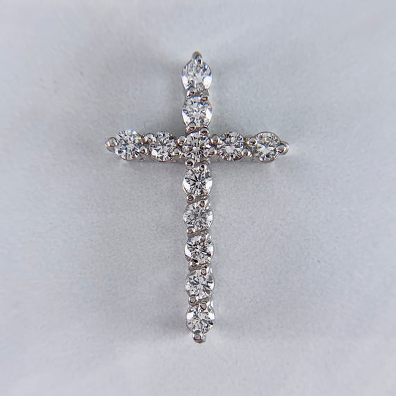 Small Diamond Cross Pendant 14k White Gold - Jacob's Diamond and Estate Jewelry