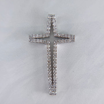 Cut Out Diamond Cross Pendant Necklace 18k White Gold - Jacob's Diamond and Estate Jewelry
