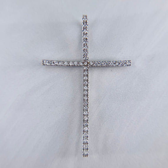 Medium Diamond Cross Pendant 14k White Gold - Jacob's Diamond and Estate Jewelry