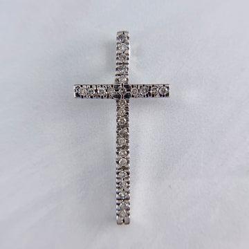 Estate Diamond Cross Pendant Necklace 14k White Gold - Jacob's Diamond and Estate Jewelry