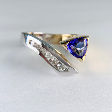 Vintage Cornelis Hollander Tanzanite and Diamond Ring 14k Two Tone Gold - Jacob's Diamond and Estate Jewelry
