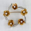 Vintage Floral Diamond Brooch 18k Two Tone Gold