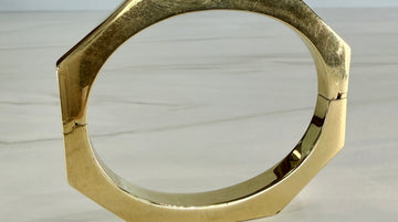 1980's Vintage Octagonal Geometric Bracelet Bangle 14k Yellow Gold