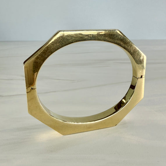 1980's Vintage Octagonal Geometric Bracelet Bangle 14k Yellow Gold - Jacob's Diamond and Estate Jewelry
