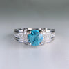 Blue Zircon and Diamond Ring 18k White Gold