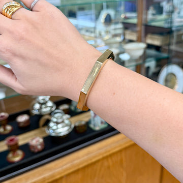 1980's Vintage Octagonal Geometric Bracelet Bangle 14k Yellow Gold - Jacob's Diamond and Estate Jewelry