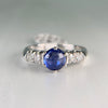 Platinum Diamond and Sapphire Cabochon Mid Century Ring