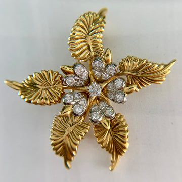 Tiffany & Co. Schlumberger Fern Leaf Diamond Brooch 18k Yellow Gold/Platinum - Jacob's Diamond and Estate Jewelry