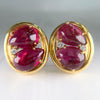 1980's Andrew Clunn Tourmaline and Diamond Statement Earrings 18k Yellow Gold