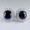 Blue Sapphire and Diamond Halo Earrings Platinum