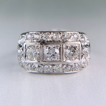1930's Art Deco Old European Cut Diamond Ring Platinum - Jacob's Diamond and Estate Jewelry