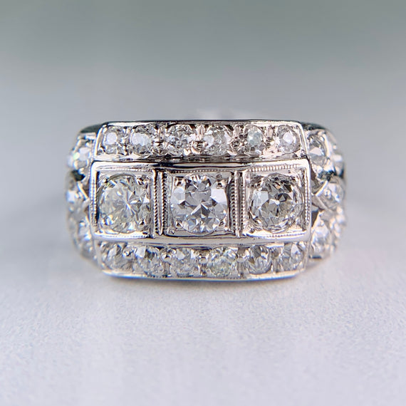 1930's Art Deco Old European Cut Diamond Ring Platinum - Jacob's Diamond and Estate Jewelry