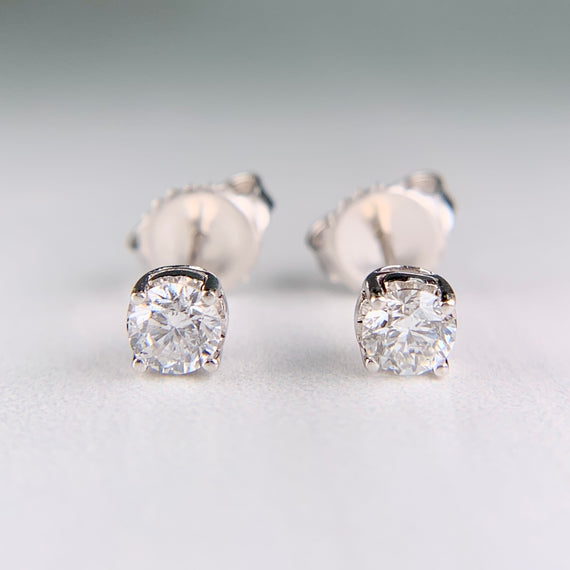 Half Carat Diamond Basket Studs Earrings 14k White Gold - Jacob's Diamond and Estate Jewelry