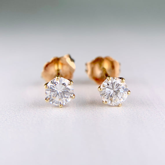 .55ctw Diamond Stud Earrings 14k Yellow Gold - Jacob's Diamond and Estate Jewelry