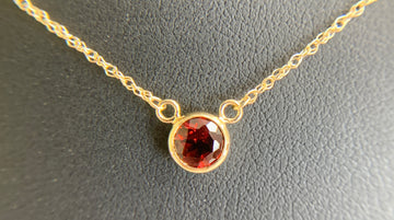 Garnet Bezel Set Necklace 14k Yellow Gold