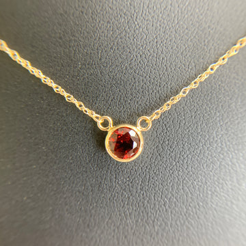 Garnet Bezel Set Necklace 14k Yellow Gold