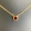 Garnet Bezel Set Necklace 14k Yellow Gold