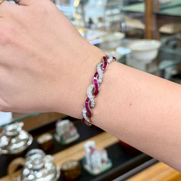 1950's Tiffany & Co. Ruby and Diamond Bracelet Platinum - Jacob's Diamond and Estate Jewelry