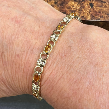 Citrine Diamond Yellow Gold Link Bracelet