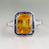 Sapphire and Diamond Art Deco Inspired Ring Platinum