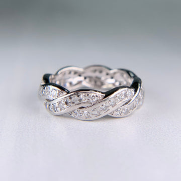 Vintage 1950's Twist Diamond Eternity Band Ring Platinum - Jacob's Diamond and Estate Jewelry