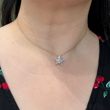 Diamond Star Cluster Necklace 14k White and Yellow Gold - Jacob's Diamond and Estate Jewelry