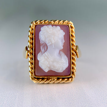 Antique 1900 Hardstone Cameo Ring 18k - Jacob's Diamond and Estate Jewelry