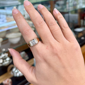 1940's Transitional Cut Diamond Ring 14k Two Tone Gold - Jacob's Diamond and Estate Jewelry
