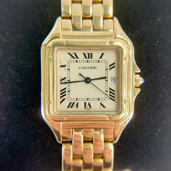 Cartier Panthère Date Display Large Watch 18k Yellow Gold - Jacob's Diamond and Estate Jewelry