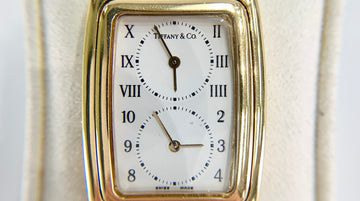 Vintage 1990's Tiffany & Co. Dual Time Quartz Flip Watch 18k Yellow Gold