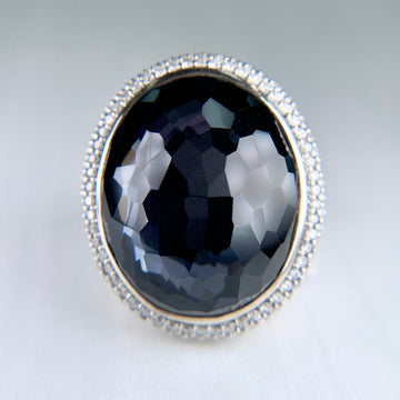 David Yurman Diamond Quartz and Hematite Statement Ring Sterling Silver - Jacob's Diamond and Estate Jewelry