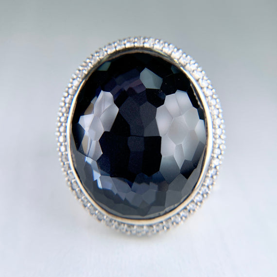 David Yurman Diamond Quartz and Hematite Statement Ring Sterling Silver - Jacob's Diamond and Estate Jewelry