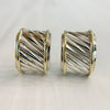 David Yurman Grooved Omega Back Earrings Silver and 14k Yellow Gold