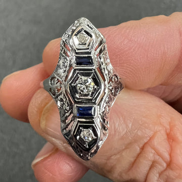 Art Deco Diamond White Gold Dinner Ring Circa 1930s