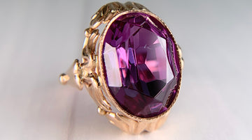 Vintage Russian Lab Grown Color Change Sapphire Ring 14k Rose Gold