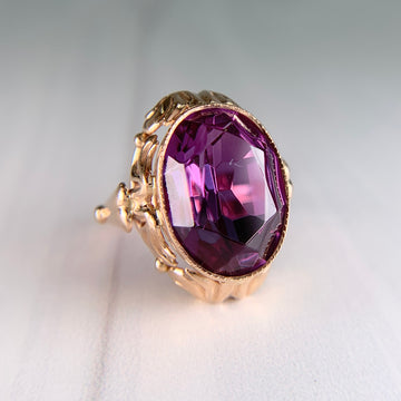 Vintage Russian Lab Grown Color Change Sapphire Ring 14k Rose Gold - Jacob's Diamond and Estate Jewelry