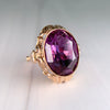 Vintage Russian Lab Grown Color Change Sapphire Ring 14k Rose Gold