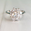 Vintage Diamond Halo Engagement Ring 18k White Gold