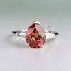 Vintage Pink Tourmaline Pear and Diamond Baguette Ring Platinum