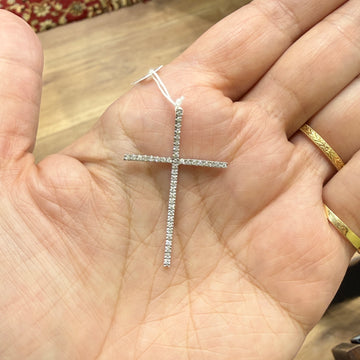 Medium Diamond Cross Pendant 14k White Gold - Jacob's Diamond and Estate Jewelry