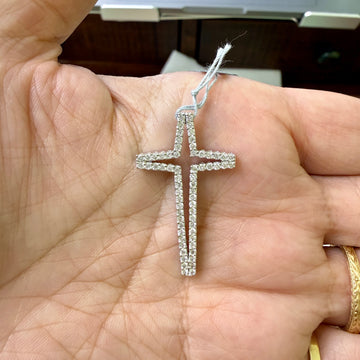 Cut Out Diamond Cross Pendant Necklace 18k White Gold - Jacob's Diamond and Estate Jewelry