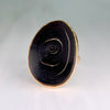 Hawaiian Black Coral Slice Ring 14k Yellow Gold