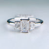 Emerald Cut Diamond 3 Stone Ring Platinum
